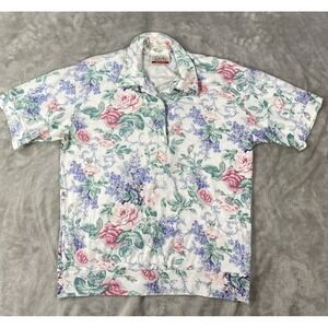 Vintage Cristin Stevens Shirt Women Medium Floral Multicolor 80s 90s Cottagecore
